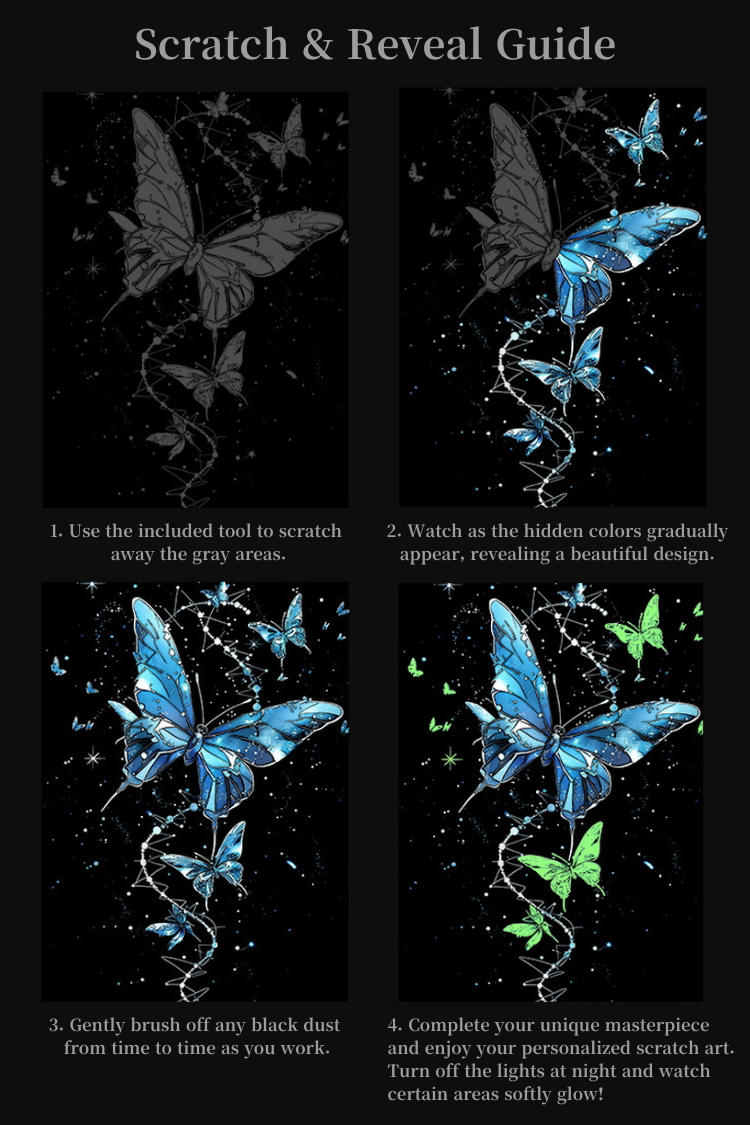 Luminous Scratch: Celestial Butterflies