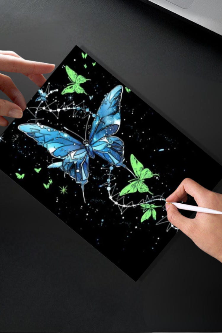 Luminous Scratch: Celestial Butterflies
